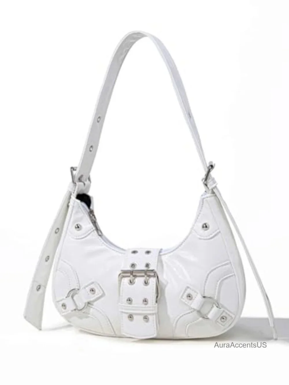 Vintage Y2K Studded PU Leather Hobo Shoulder Bag